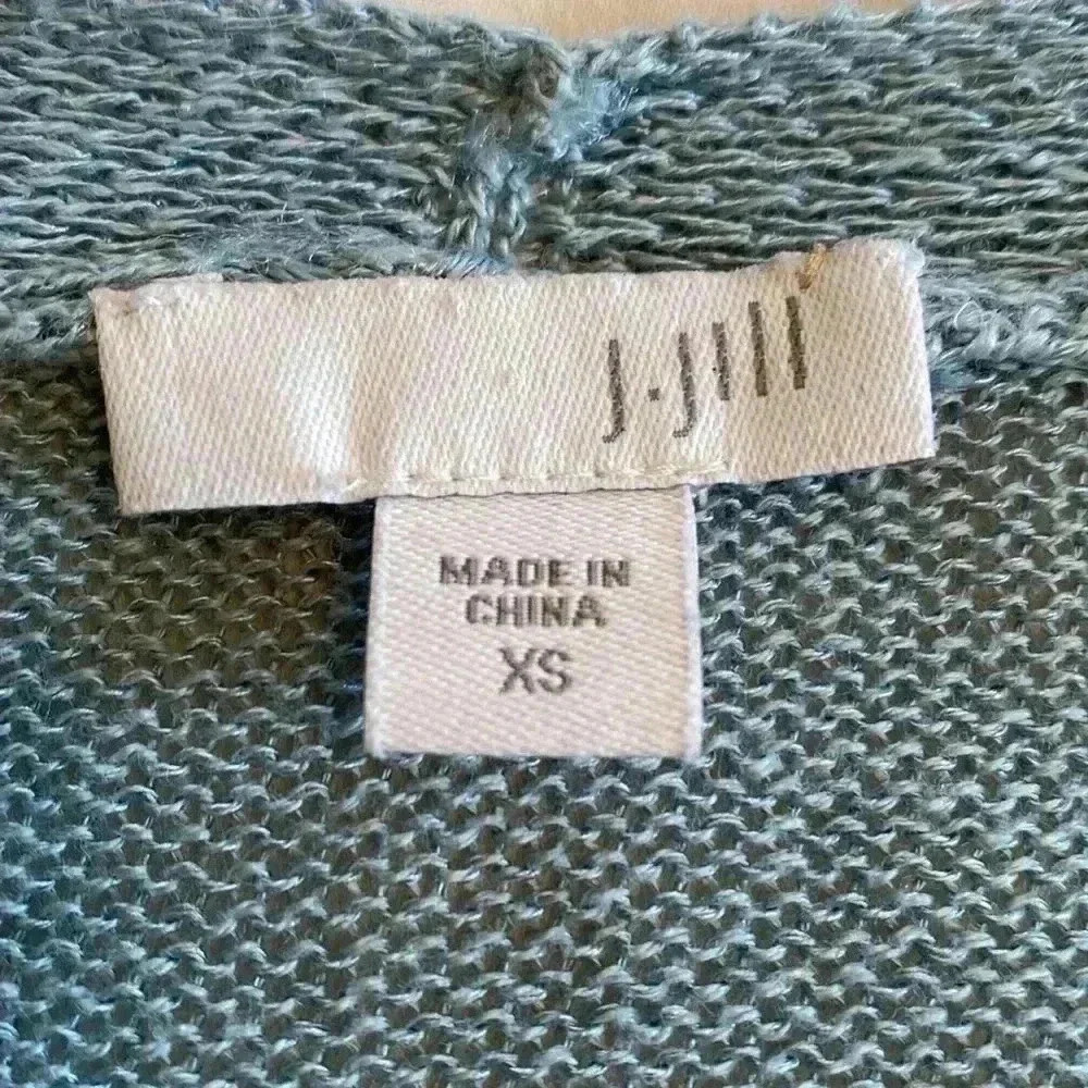 J Jill Linen/Viscose Blend Open Front Cardigan, Size XS in Sea Glass Blue/Green. - Picture 5 of 10